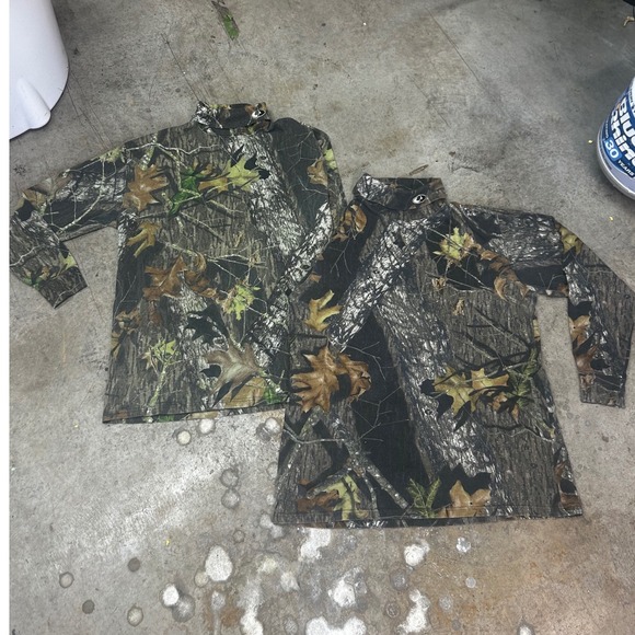 Vintage Mossy Oak Hunting lot of 2  Mock Neck Long Sleeve Camo Outdoors XL/TG‎ - Picture 1 of 12